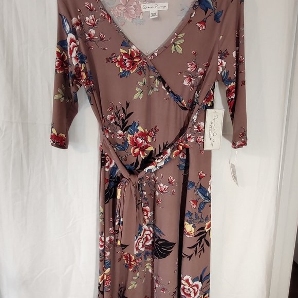 A size small brown with flower pattern French Laundry dress - Picture 3 of 4